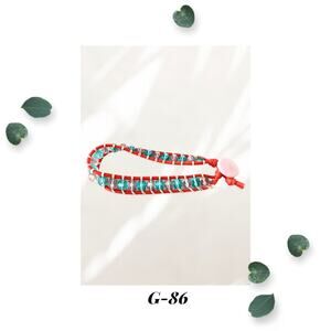 Red Purple and Blue Glass Wrap Bracelet - Single Wrap -